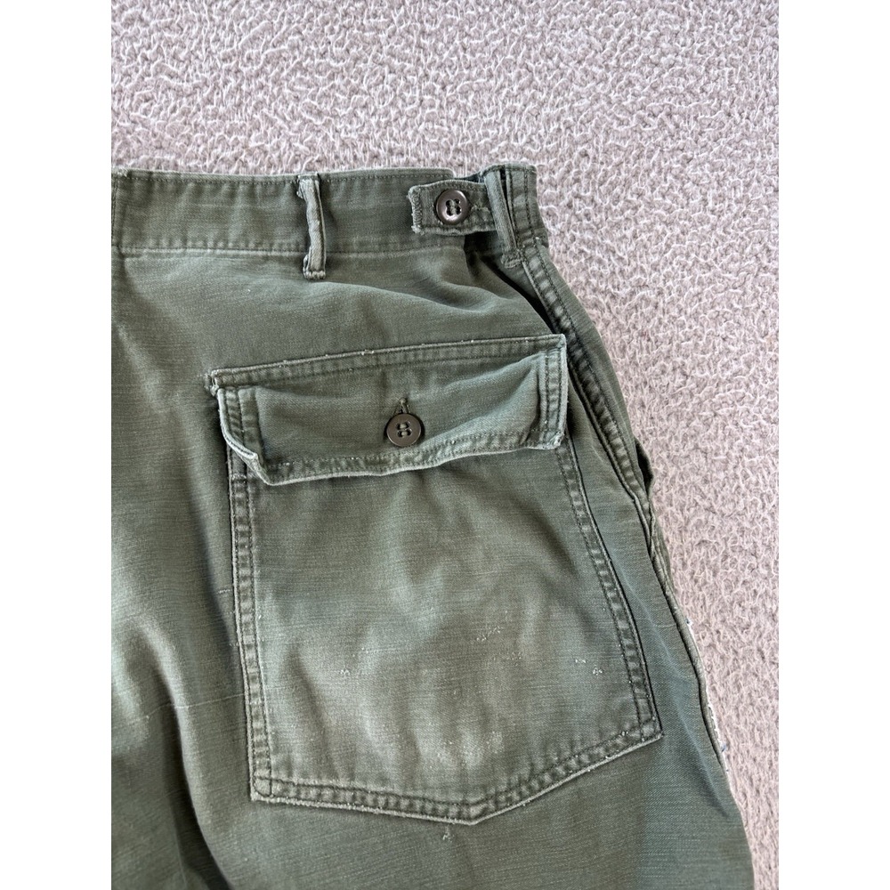 Vintage US Army OG-507 Baker Trousers Womens 34x23 Button Fly Distressed Patched - Picture 16 of 16